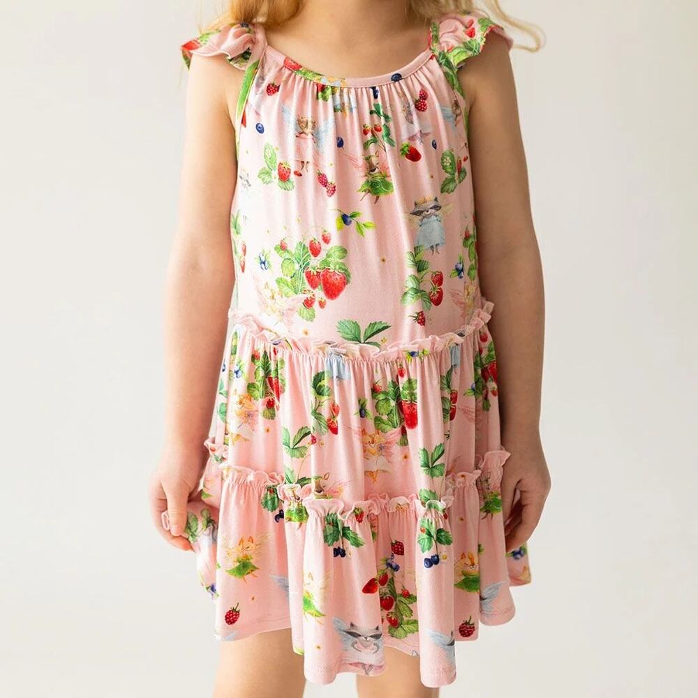 Posh Peanut Annabelle - Tiered Flutter Sleeve Dress Size 3/4 NWT